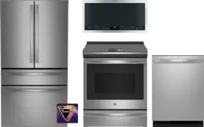 4 Piece Package Includes Refrigerator, Range, Microwave And Dishwasher